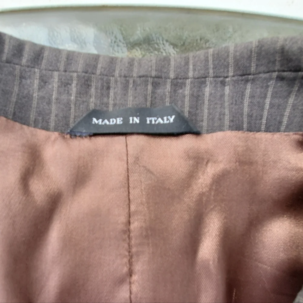 Italian Suit Coat Pinstripe LNC Blazer Tessuti Di Biella 41L (See Measurements)